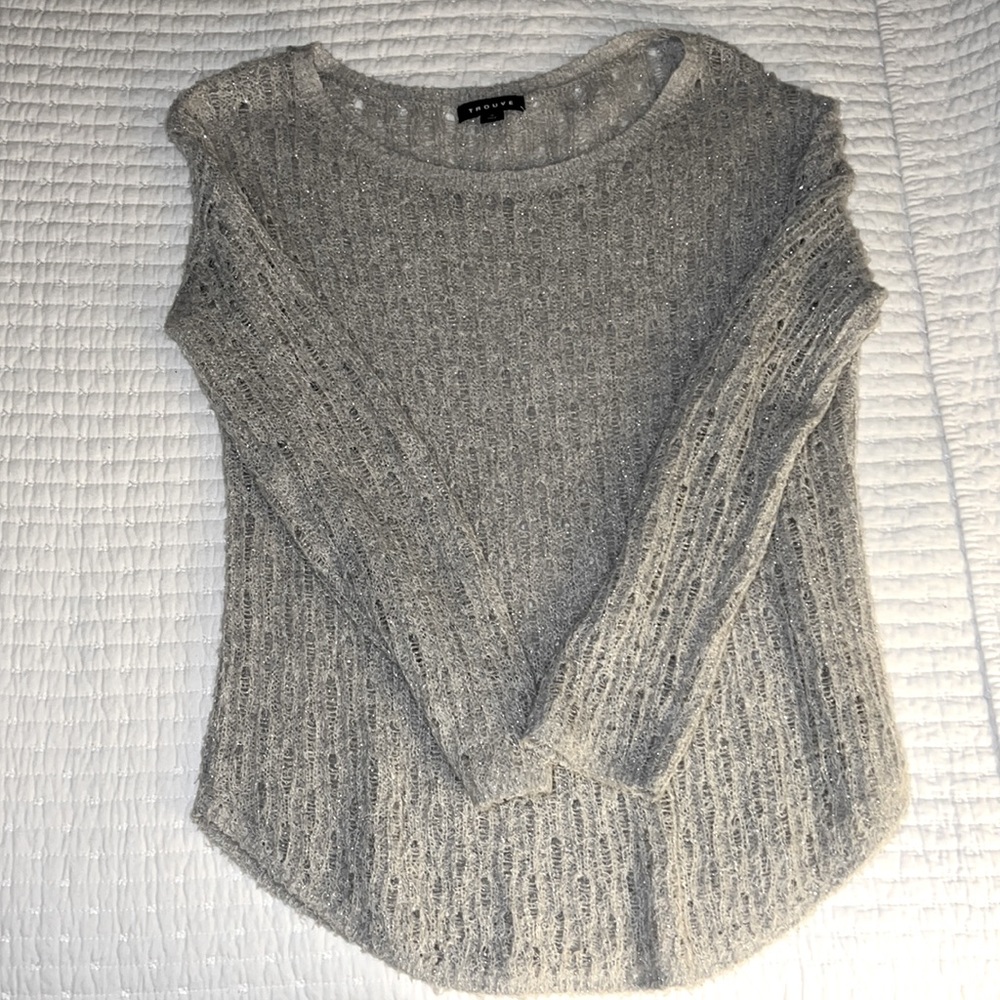 Sparkly silver long sleeve top